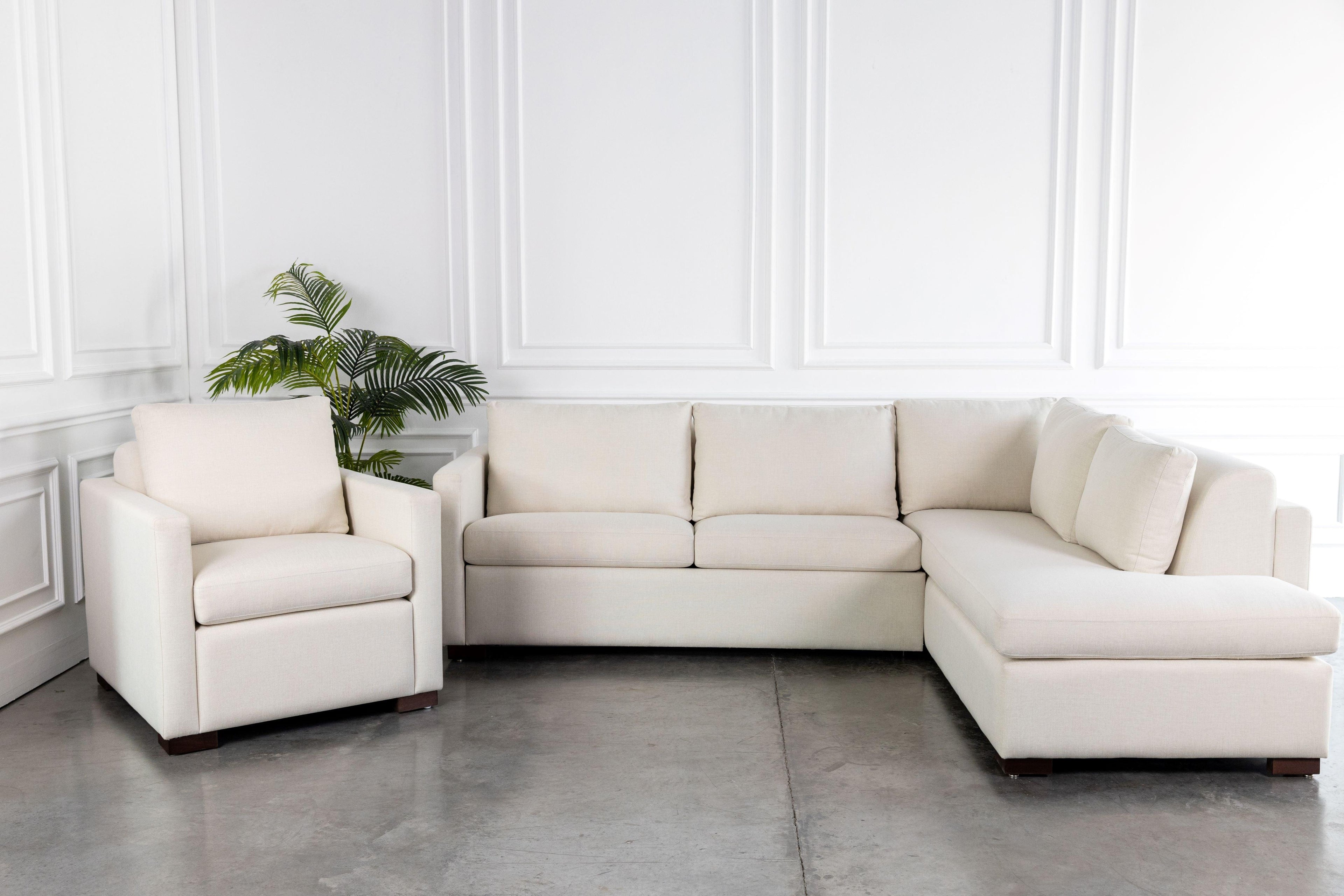 Cream 4-seater L-shape comeover sofa bed set