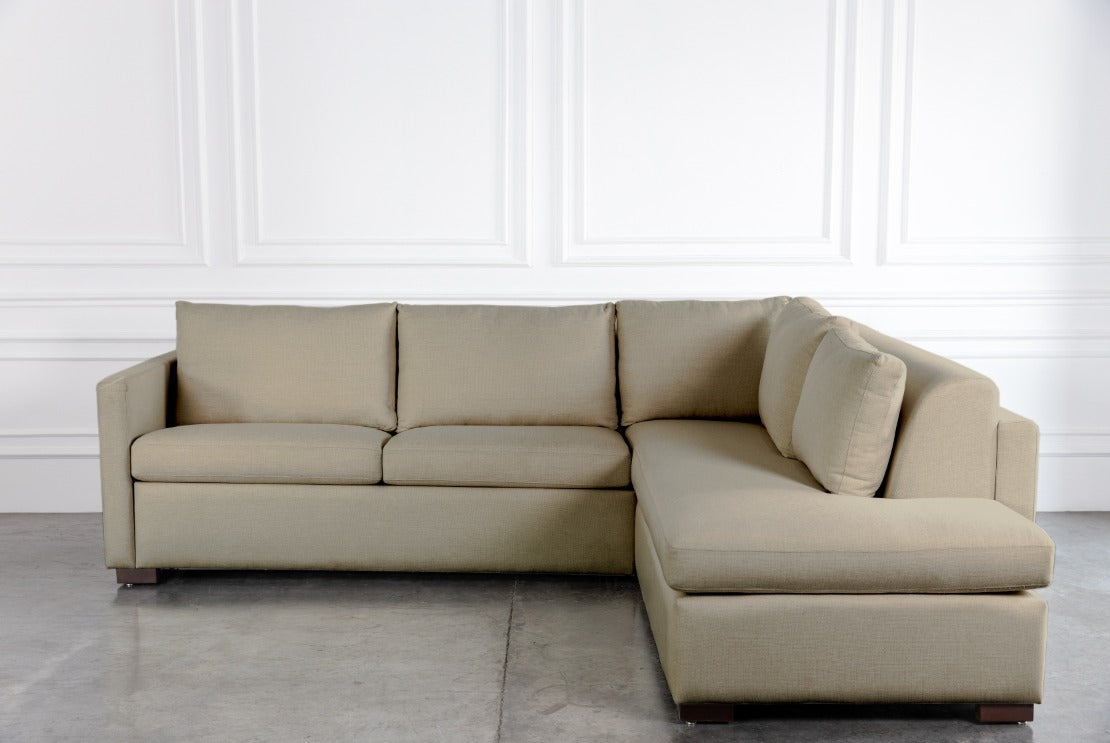 Beige 4-seater L-shape comeover sofa bed 