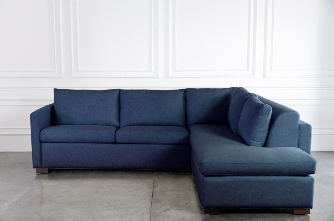 Blue 4-seater L-shape comeover sofa bed 
