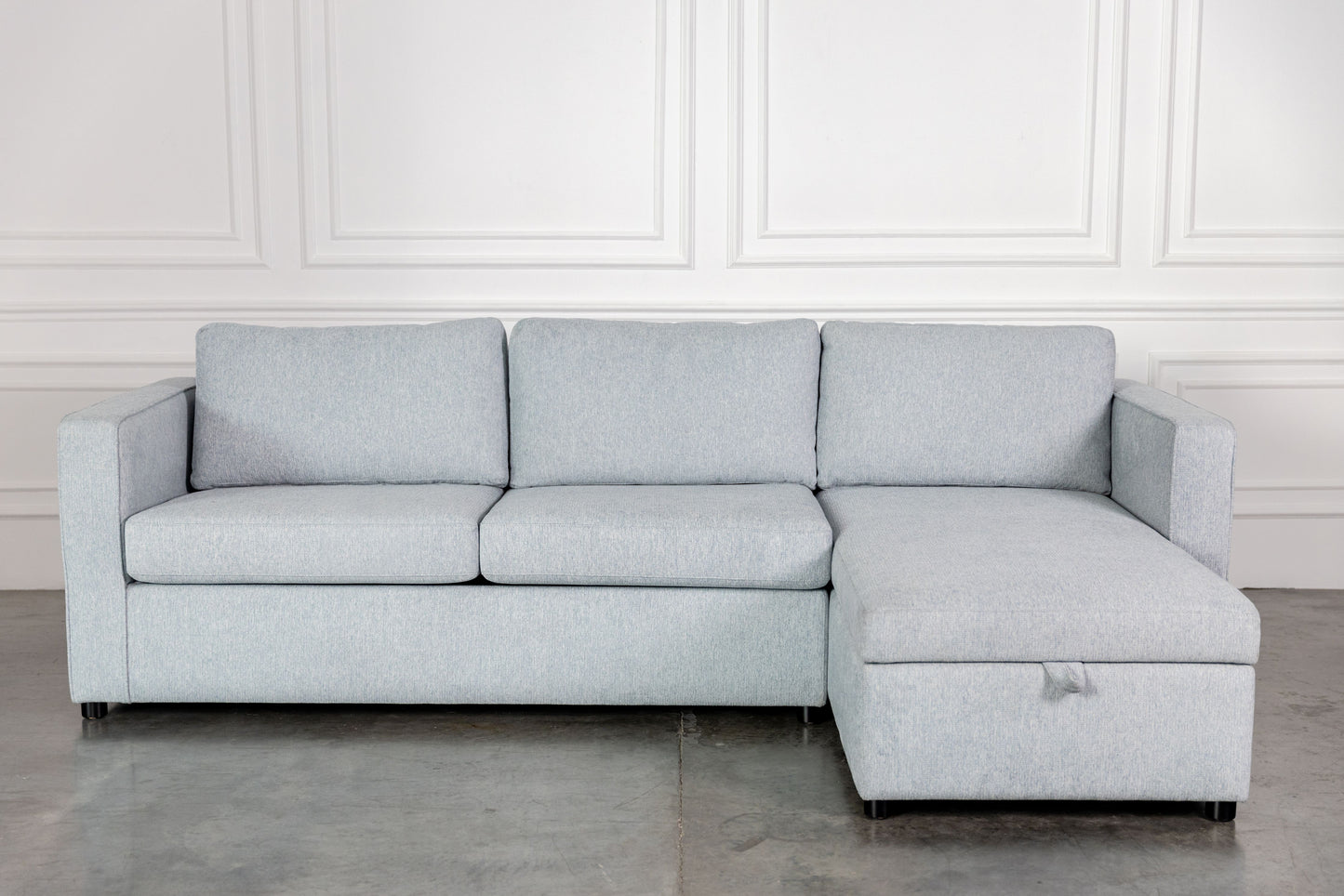 Light Blue 3-seater l-shape comeover sofa bed with storage
