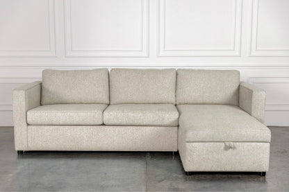 Beige 3-seater l-shape comeover sofa bed with storage