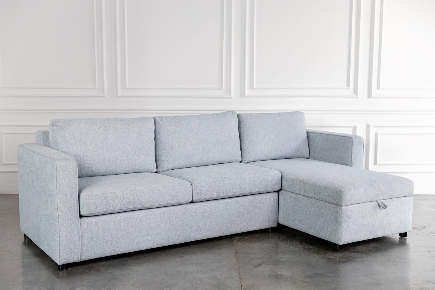 Light Blue 3-seater l-shape comeover sofa bed with storage