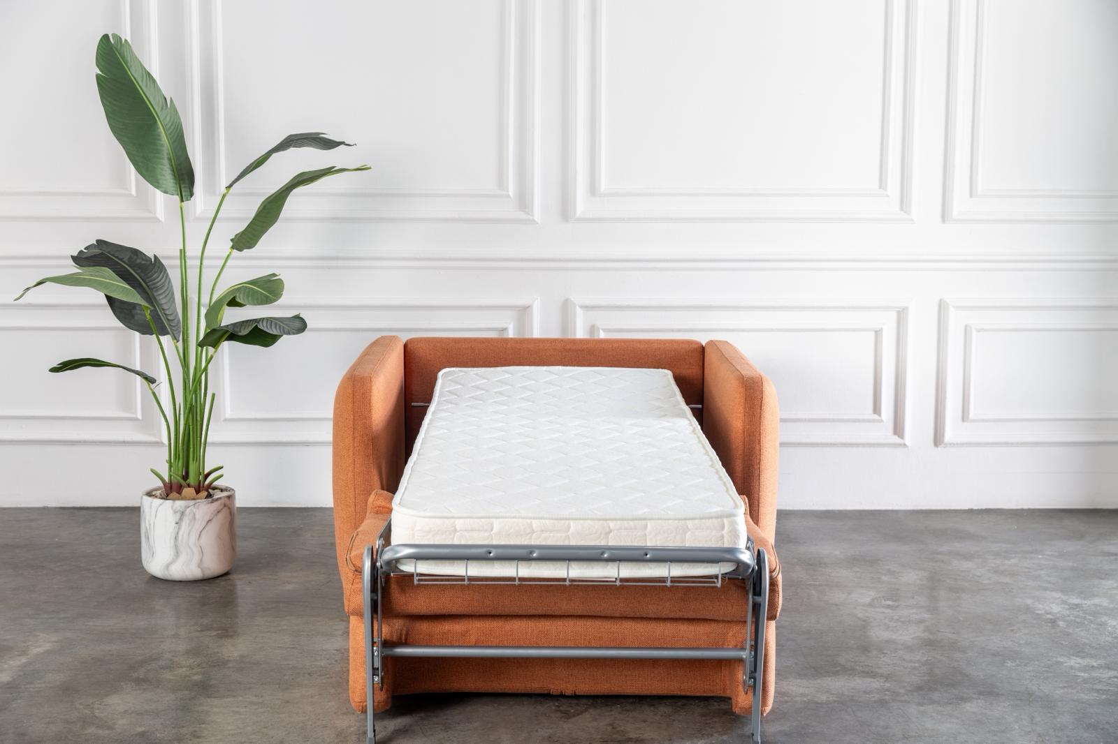 comeover single sofa bed with Italian bed mechanism and hospitality grade 12cm thickness mattress